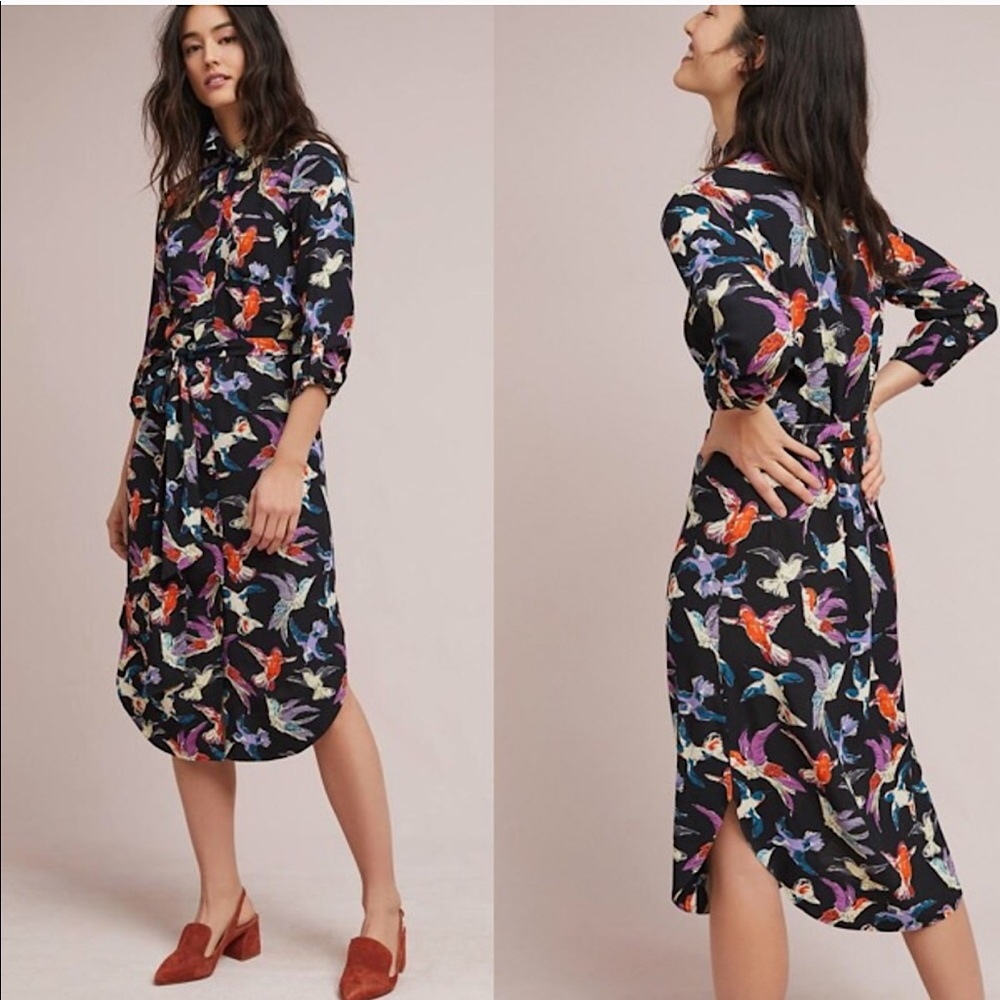 Maeve by Anthropologie Martina Bird Shirt Dress